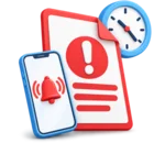 Overdue notice with a clock and a phone, standing for arrears management and collections