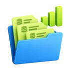 Bar chart rising above a folder of loan files, standing for loan portfolio reports